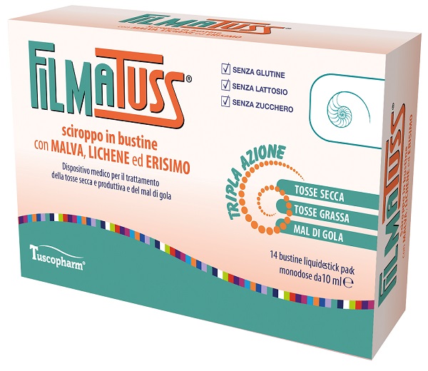 FILMATUSS SCIROPPO 14 BUSTINE LIQUID STICK PACK DA 10 ML - Gruppofarmastore.it
