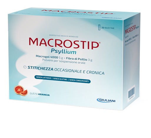 MACROSTIP PSYLLIUM 14 BUSTINE GUSTO ARANCIA SENZA GLUTINE SENZA LATTOSIO - Gruppofarmastore.it
