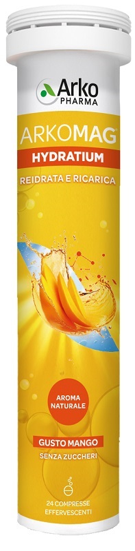 ARKOMAG HYDRATIUM REIDRATA E RICARICA MANGO 24 COMPRESSE EFFERVESCENTI SENZA ZUCCHERI CON EDULCORANTE - Gruppofarmastore.it