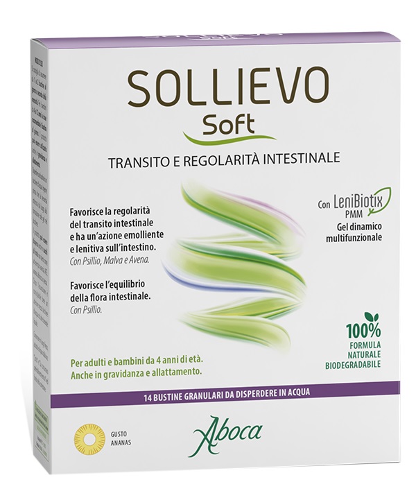 SOLLIEVO SOFT 14 BUSTINE GRANULARI DA 3,8 G SENZA GLUTINE SENZA LATTOSIO SENZA ZUCCHERI AGGIUNTI - Gruppofarmastore.it