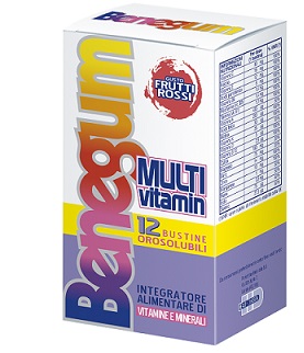 BENEGUM MULTIVITAMIN GUSTO FRUTTI ROSSI 12 BUSTINE OROSOLUBILI - Gruppofarmastore.it
