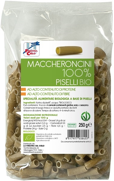 LA FINESTRA SUL CIELO MACCHERONCINI PISELLI 100% BIO 250 G - Gruppofarmastore.it