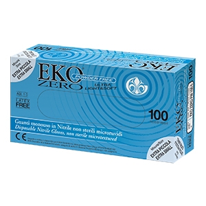 GUANTO MONOUSO IN NITRILE BLU SUPERFICIE MICRORUVIDA EKO ZERO PW SENZA POLVERE MISURA 7 SMALL 100 PEZZI - Gruppofarmastore.it