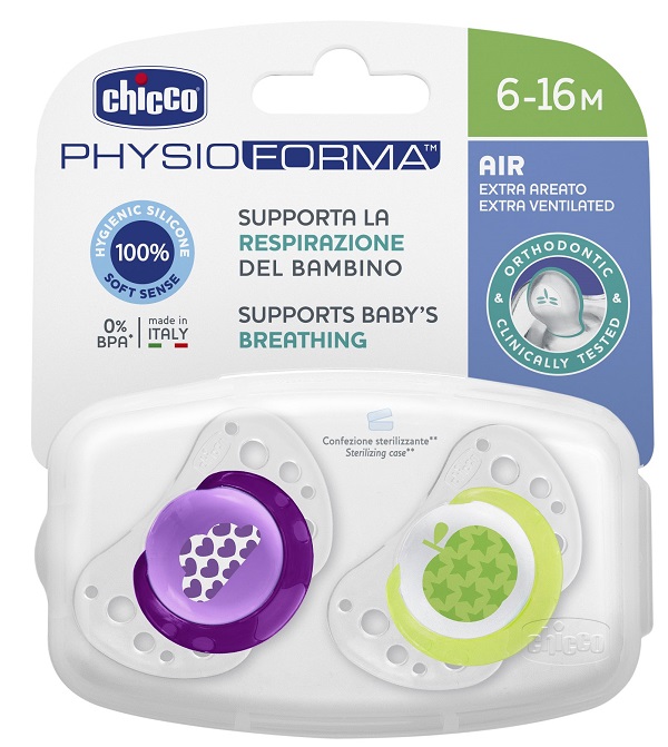 CHICCO SUCCHIETTO AIR GIRL IN SILICONE 6-16 MESI 2 PEZZI - Gruppofarmastore.it