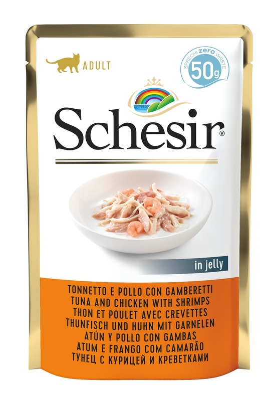SCHESIR CAT TONNETTO E POLLO CON GAMBERETTI 50 G - Gruppofarmastore.it
