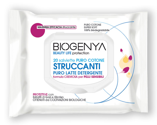 BIOGENYA OED SALVIETTE STRUCCANTI IN COTONE LATTE PELLI SENSIBILI 20 PEZZI - Gruppofarmastore.it