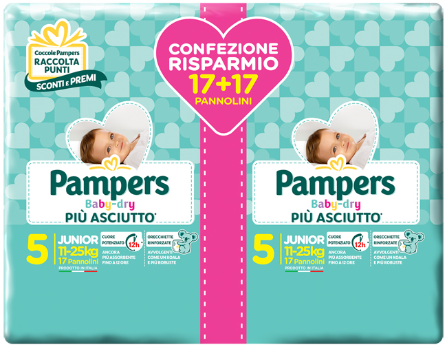 PAMPERS BABY DRYDUO DWCT JUNIOR X 34 PEZZI - Gruppofarmastore.it