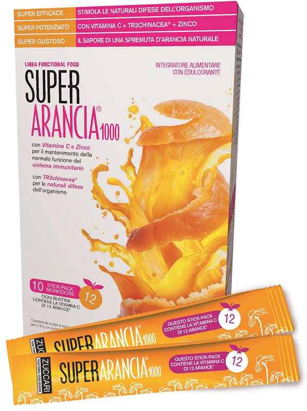 SUPER ARANCIA 1000 10 STICK PACK MONODOSE DA 3,7G INTEGRATORE ALIMENTARE CON EDULCORANTE - Gruppofarmastore.it