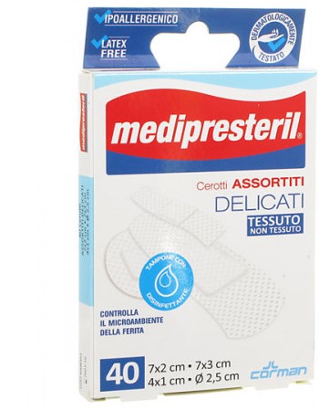 MEDIPRESTERIL CEROTTI DELICATI ASSORTITI 4 FORMATI 40 PEZZI - Gruppofarmastore.it