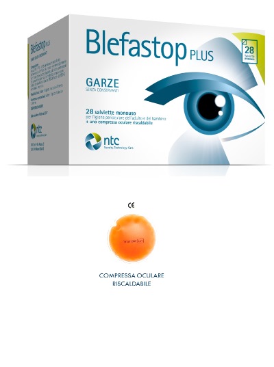 BLEFASTOP PLUS GARZA IN COTONE PIEGATA CON FILO DI BARIO 28 SALVIETTE MONOUSO + 1 COMPRESSA OCULARE RISCALDABILE - Gruppofarmastore.it