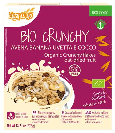 EASY TO GO BIO CRUNCHY AVENA BANANA UVETTA E COCCO 375 G - Gruppofarmastore.it
