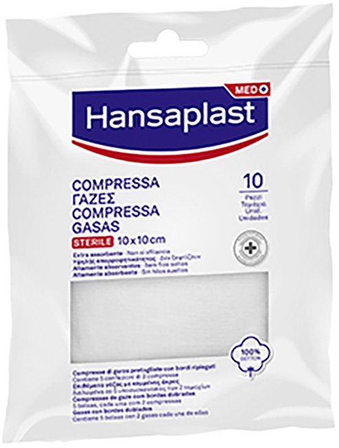 HANSAPLAST GARZA COMPRESSA 10 X 10 CM 10 PEZZI - Gruppofarmastore.it