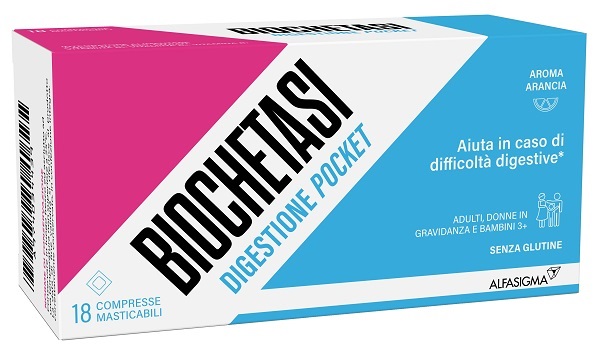 BIOCHETASI DIGESTIONE POCKET 18 COMPRESSE MASTICABILI - Gruppofarmastore.it