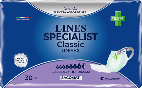 PANNOLONE SAGOMATO LINES SPECIALIST CLASSIC MAXI 30 PEZZI - Gruppofarmastore.it