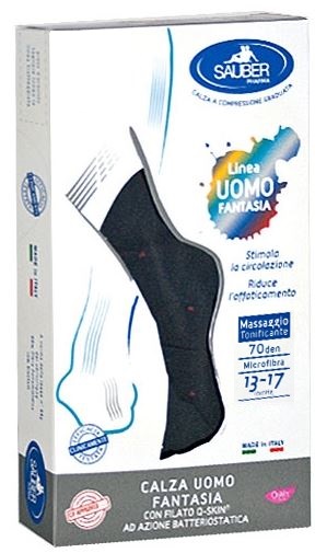 SAUBER CALZA UOMO FANTASIA Q-SKIN 70 DEN BLU POIS ROSSI TAGLIA M - Gruppofarmastore.it
