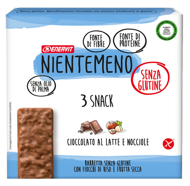 NIENTEMENO BAR CIOCCOLATO AL LATTE NOCCIOLE 3 X 33 G - Gruppofarmastore.it