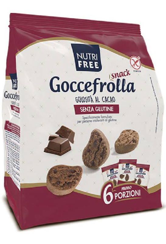 NUTRIFREE GOCCEFROLLA SNACK GOLOSITA' AL CACAO SENZA LATTOSIO 6 MONOPORZIONI DA 40 G - Gruppofarmastore.it