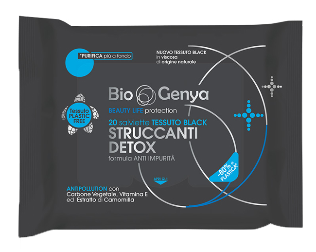BIOGENYA BEAUTY LIFE PROTECTION 20 SALVIETTE TESSUTO BLACK STRUCCANTI DETOX - Gruppofarmastore.it