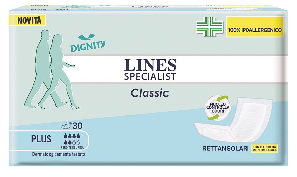 PANNOLONE LINES SPECIALIST CLASSIC RETTANGOLARE CON BARRIERA CONTROL 30 PEZZI - Gruppofarmastore.it