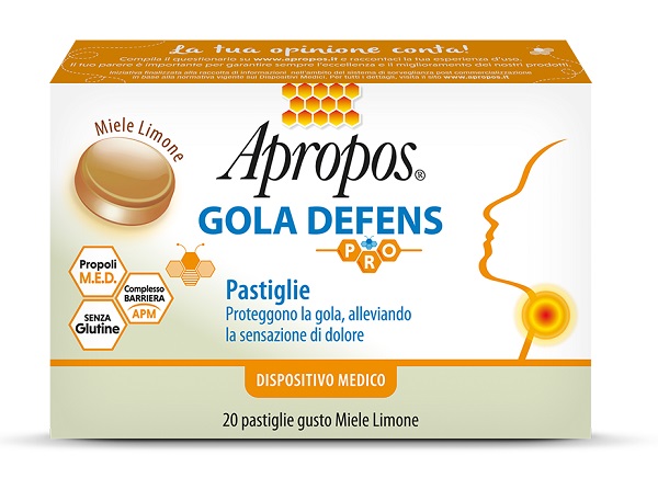 APROPOS GOLA DEFENS PRO 20 PASTIGLIE MIELE LIMONE - Gruppofarmastore.it