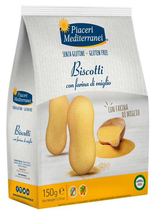 PIACERI MEDITERRANEI BISCOTTI FARINA DI MIGLIO 150 G - Gruppofarmastore.it