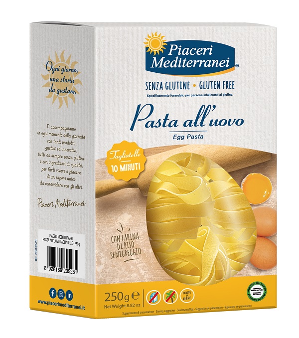 PIACERI MEDITERRANEI TAGLIATELLE UOVO 250 G NATURALMENTE PRIVO DI LATTOSIO - Gruppofarmastore.it