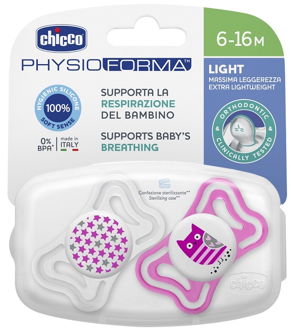 CHICCO SUCCHIETTO LIGHT GIRL SILICONE 6-16 MESI 2 PEZZI - Gruppofarmastore.it