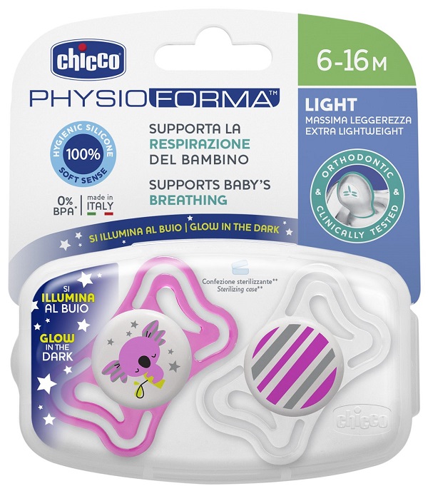 CHICCO SUCCHIETTO LIGHT LUMINOSO SILICONE 6-16 MESI 2 PEZZI - Gruppofarmastore.it
