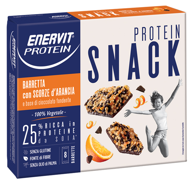 ENERVIT PROTEIN SNACK SCORZE ARANCIA VEGETALE 8 BARRETTE 27 G - Gruppofarmastore.it