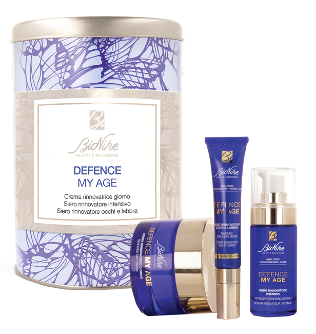 DEFENCE MY AGE KIT NATALE 2021 SIERO RINNOVATORE INTENSIVO 30 ML + CREMA RINNOVATRICE GIORNO 50 ML + SIERO RINNOVATORE OCCHI E LABBRA 15 ML - Gruppofarmastore.it