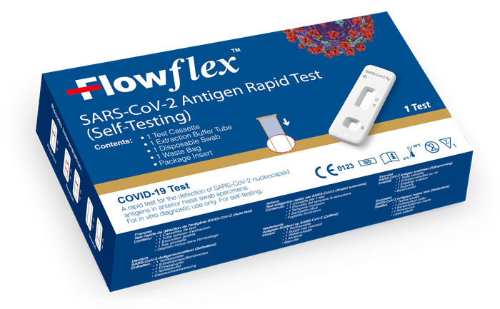 TEST ANTIGENICO RAPIDO COVID-19 FLOWFLEX AUTODIAGNOSTICO DETERMINAZIONE QUALITATIVA ANTIGENI SARS-COV-2 IN TAMPONI NASALI MEDIANTE IMMUNOCROMATOGRAFIA PROVETTA CON ALLUMINIO - Gruppofarmastore.it