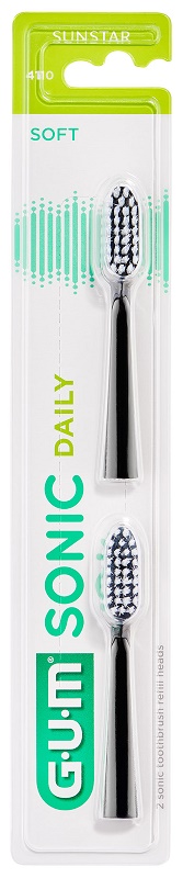 GUM SONIC DAILY SPAZZOLINO BATTERIA REFILL BLACK 2 PEZZI - Gruppofarmastore.it