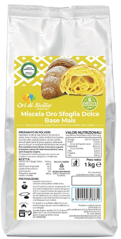 ORI DI SICILIA MIX ORO SFOGLIA DOLCE BASE MAIS 1 KG - Gruppofarmastore.it
