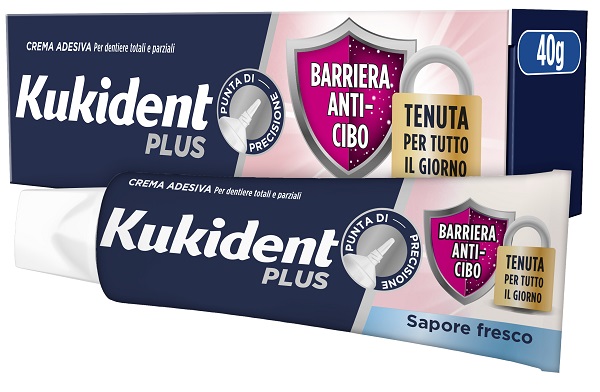 KUKIDENT PLUS BARRIERA ANTI-CIBO FRESCO CREMA ADESIVA DENTIERE 40 G - Gruppofarmastore.it