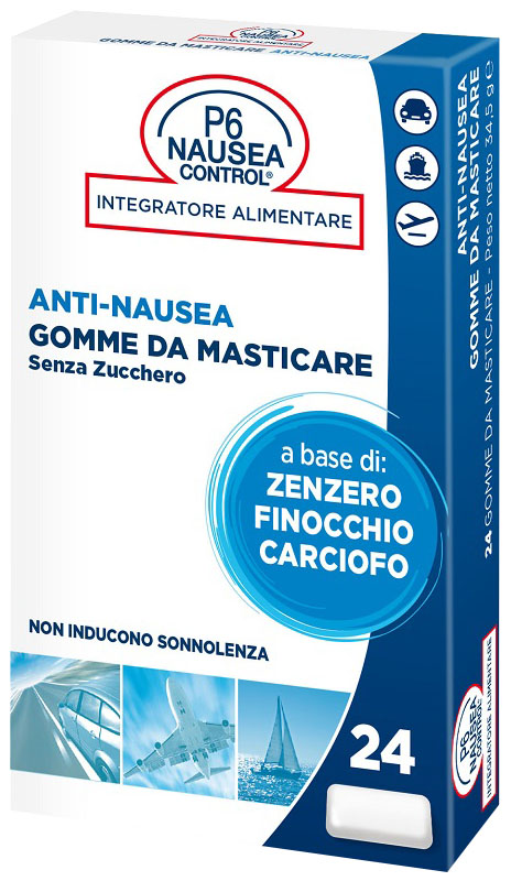 P6 NAUSEA CONTROL 24 GOMME DA MASTICARE SENZA ZUCCHERO - Gruppofarmastore.it