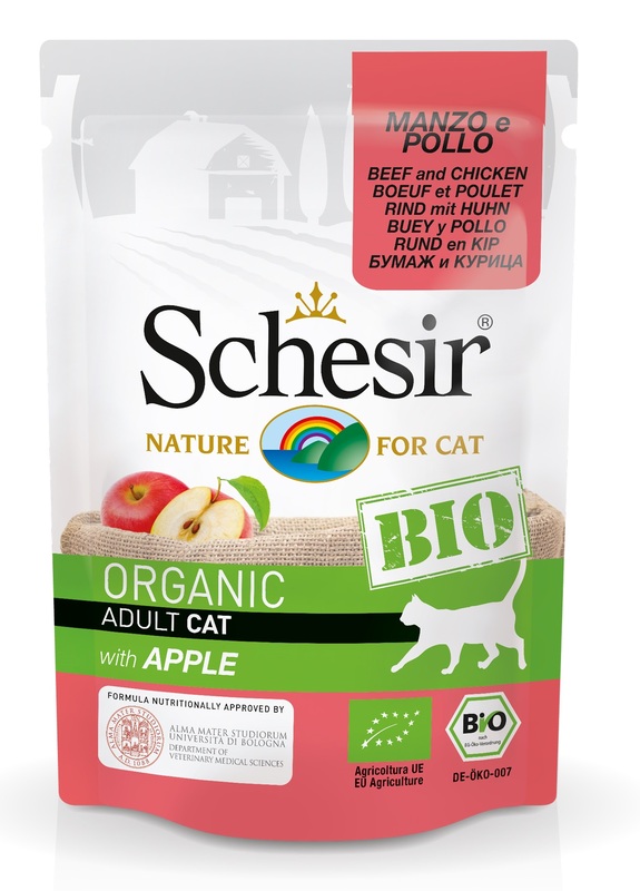 SCHESIR CAT BIO MANZO E POLLO CON MELA 85 G - Gruppofarmastore.it