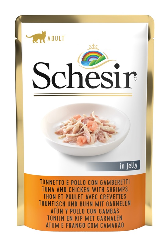 SCHESIR CAT TONNETTO E POLLO CON GAMBERETTI 85 G - Gruppofarmastore.it
