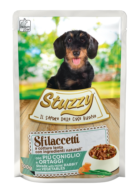 STUZZY DOG SFILACCETTI CON PIU' CONIGLIO E ORTAGGI 100 G BOCCONCINI - Gruppofarmastore.it