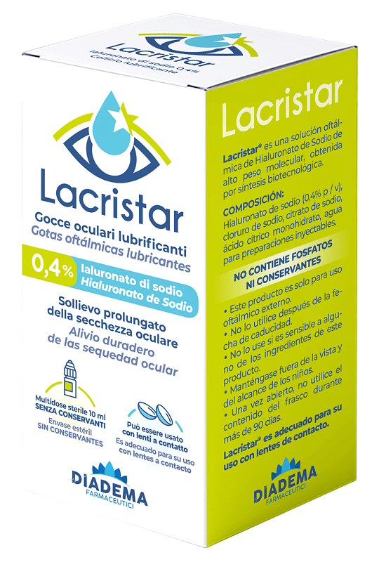 LACRISTAR GOCCE OCULARI LUBRIFICANTI 0,4% IALURONATO DI SODIO MULTIDOSE 10 ML - Gruppofarmastore.it