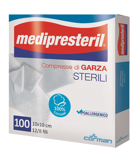 GARZA COMPRESSA MEDIPRESTERIL 12/8 FU 10X10CM 100 PEZZI - Gruppofarmastore.it
