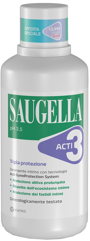 SAUGELLA ACTI3 DETERGENTE INTIMO 500 ML TAGLIO PREZZO - Gruppofarmastore.it