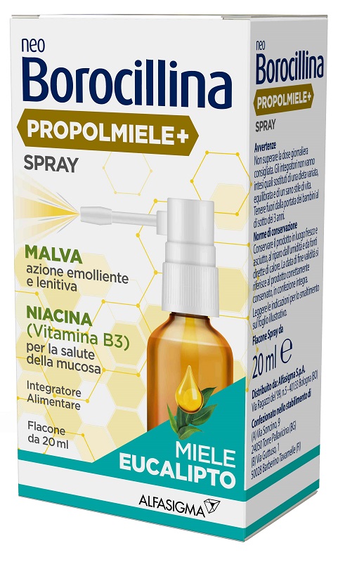 NEOBOROCILLINA PROPOLMIELE+ SPRAY MIELE EUCALIPTO 20 ML - Gruppofarmastore.it