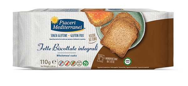 PIACERI MEDITERRANEI FETTE BISCOTTATE INTEGRALI 110 G - Gruppofarmastore.it