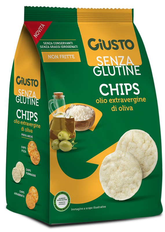GIUSTO SENZA GLUTINE CHIPS OLIO EXTRAVERGINE DI OLIVA 40 G - Gruppofarmastore.it