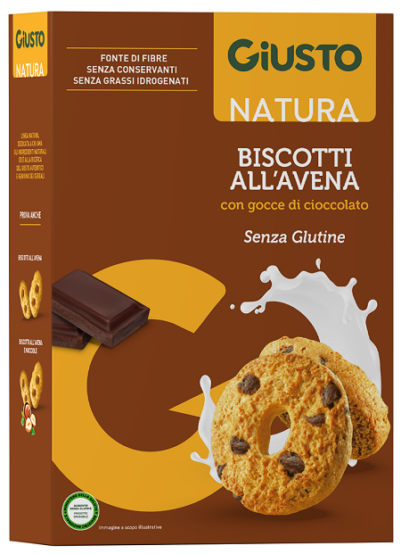 GIUSTO SENZA GLUTINE BISCOTTI AVENA GOCCE CIOCCOLATO 250 G - Gruppofarmastore.it