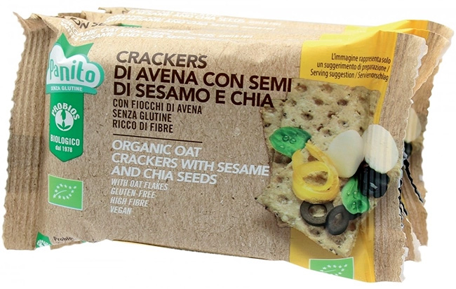 PANITO CRACKERS DI AVENA CON SEMI DI SESAMO E CHIA BIO 4 PEZZI DA 35 G - Gruppofarmastore.it