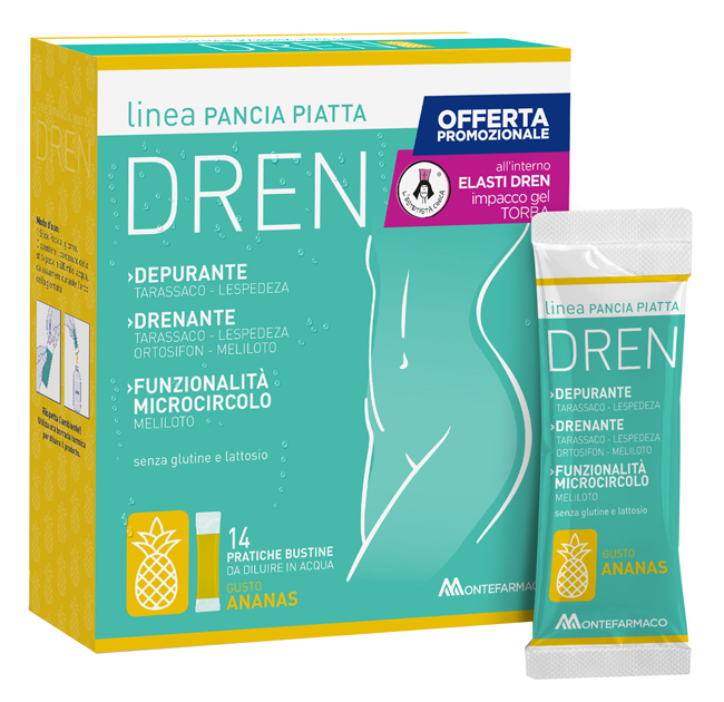 PANCIA PIATTA DREN ANANAS 14 BUSTINE STICK PACK + TORBA DRENANTE - Gruppofarmastore.it