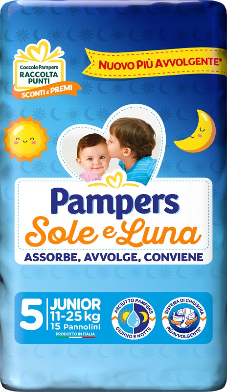 PAMPERS SOLE&LUNA JUNIOR 15 PEZZI - Gruppofarmastore.it