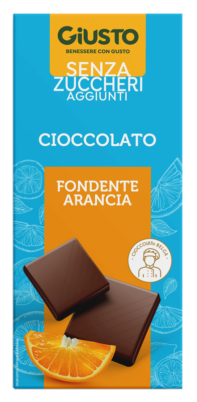 GIUSTO SENZA ZUCCHERO CIOCCOLATO FONDENTE ARANCIA 85 G - Gruppofarmastore.it