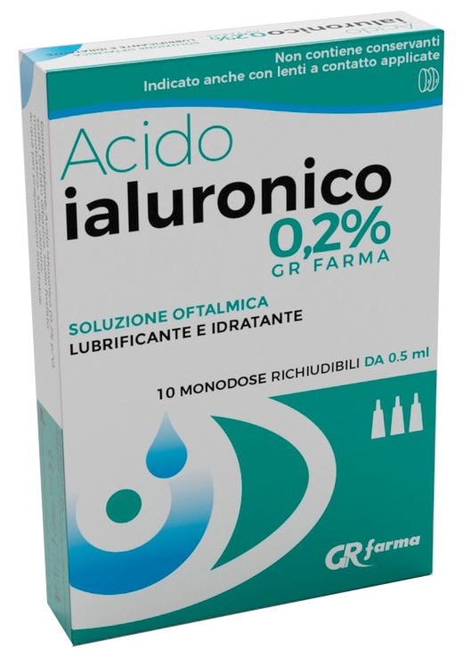 SOLUZIONE OFTALMICA LUBRIFICANTE E IDRATANTE ACIDO IALURONICO 0,2% 10 MONODOSE RICHIUDIBILI DA 0,5 ML - Gruppofarmastore.it